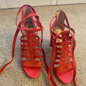Sam Edelman red orange suede Sandal size 8!